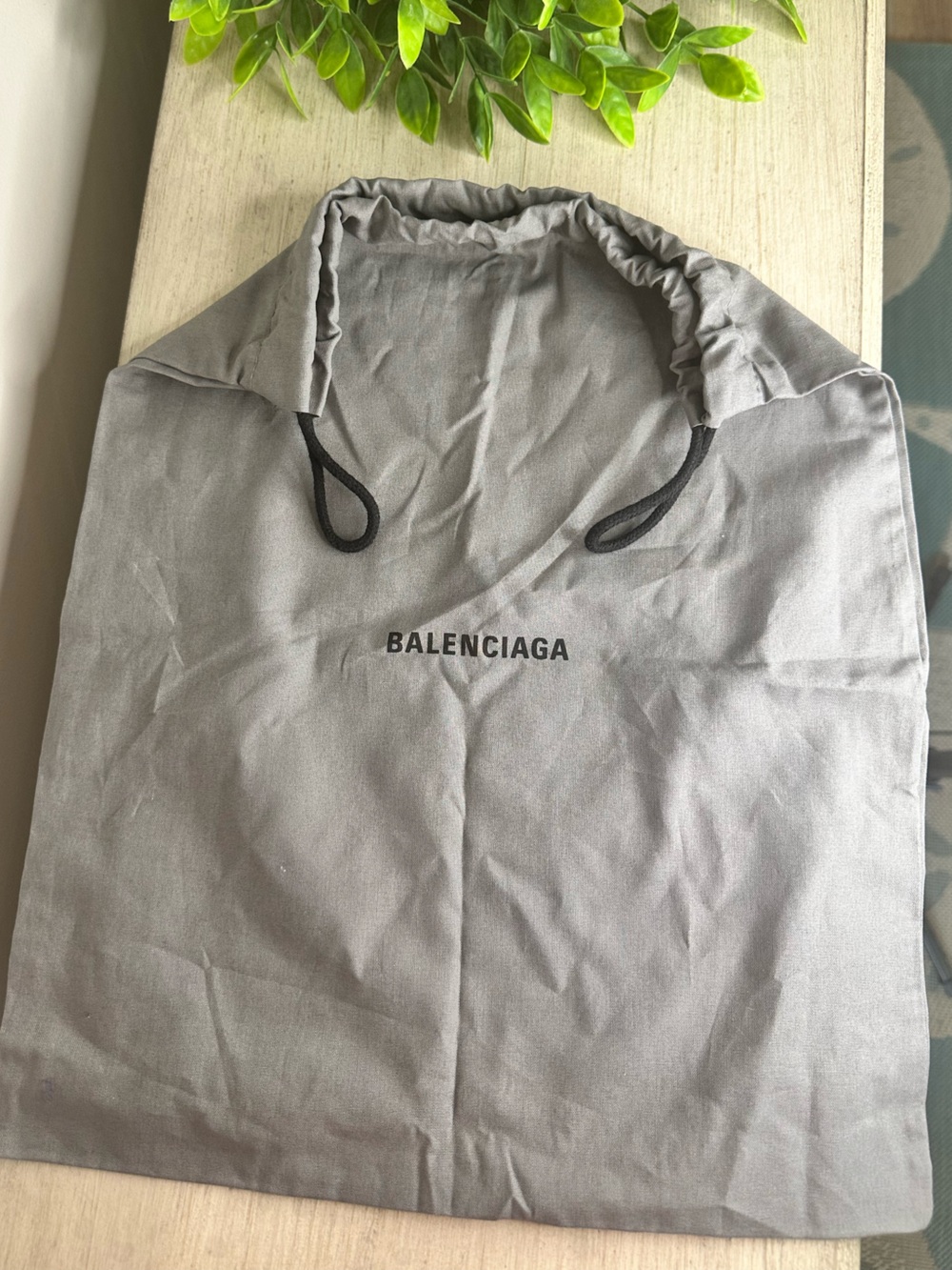 Balenciaga Light Gray Drawstring Dust Bag with Black Cord